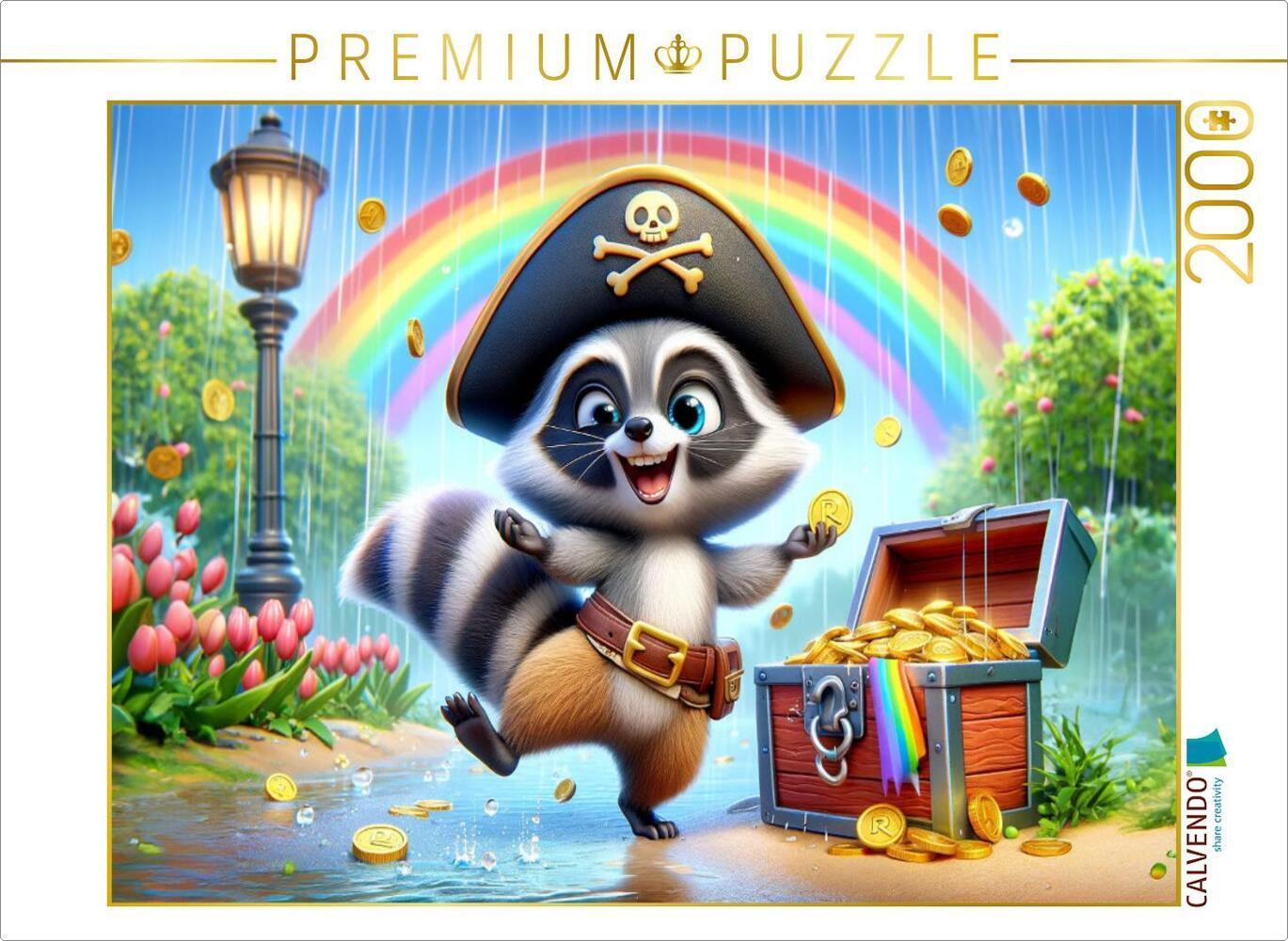 CALVENDO Puzzle Regentanz des Waschbär-Piraten | 2000 Teile Lege-Größe 90x67cm Foto-Puzzle für glück