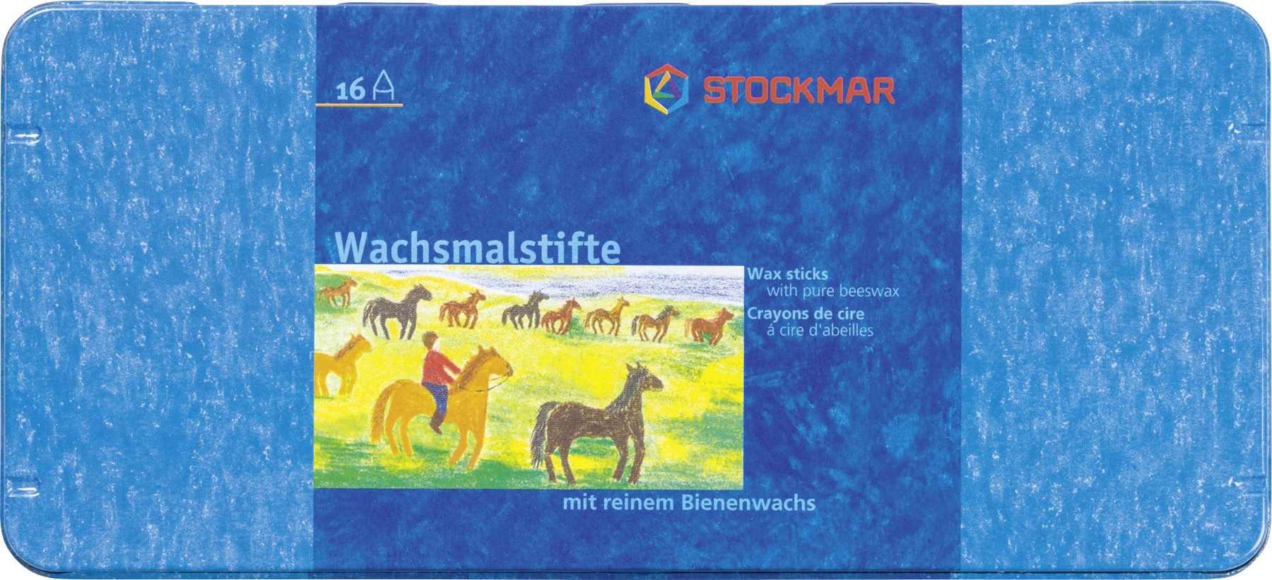 Stockmar Wachsmalstifte aus reinem Bienenwachs, inkl. Schaber in Blechetui, 16er Set