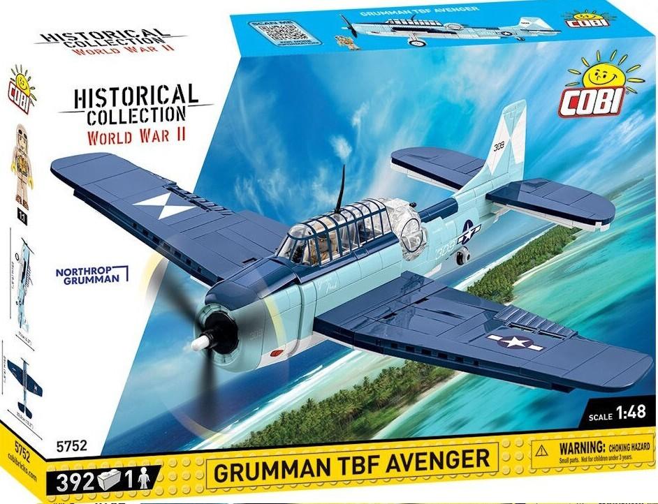 COBI Historical Collection 5752 - Grumman TBF Avenger, Kampfflugzeug, WWII, 392 Klemmbaustein, Bausatz