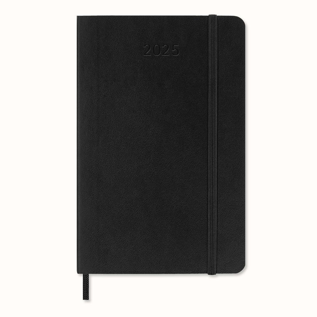 Moleskine 12 Monate Wochenkalender 2025, Pocket/A6, 1 Wo = 2 Seiten, horizontal, Weicher Einband, Schwarz