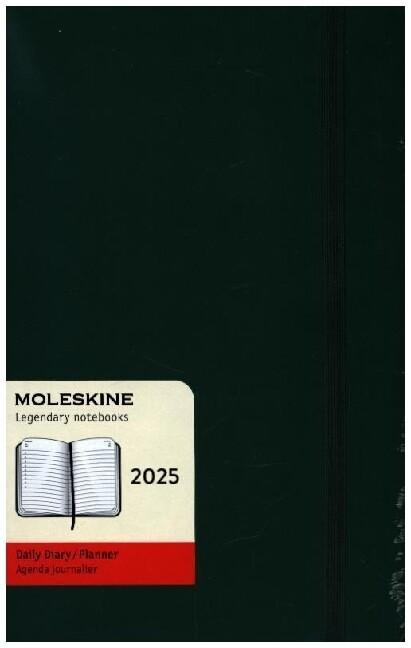 Moleskine 12 Monate Tageskalender 2025, Large/A5, 1 Tag = 1 Seite, Weicher Einband, Myrtengrün