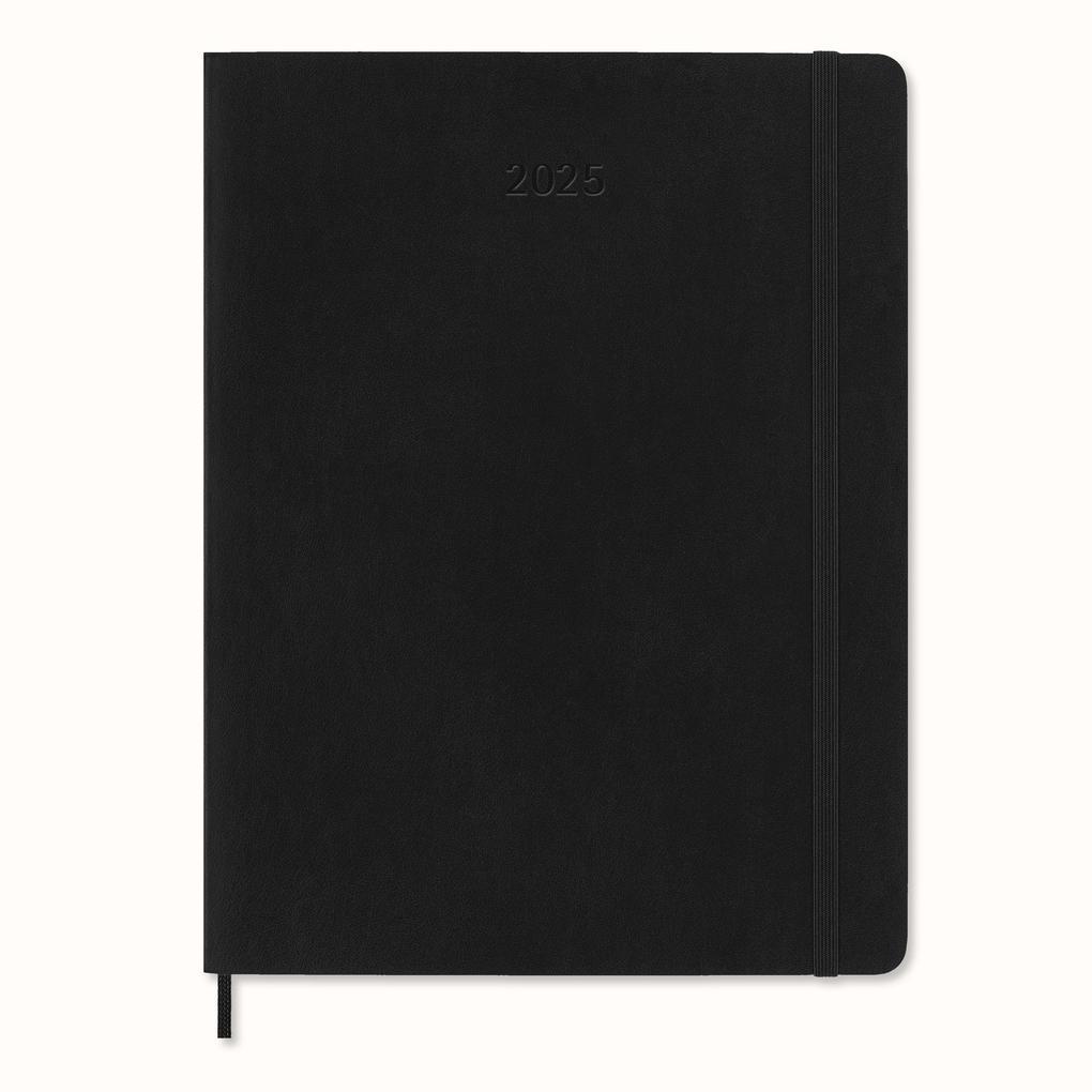 Moleskine 12 Monate Monats Notizkalender 2025, XL, 1 Mo = 2 Seiten, linierte Seiten, Weicher Einband, Schwarz