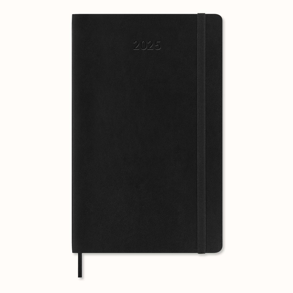 Moleskine 12 Monate Monats Notizkalender 2025, Large/A5, 1 Wo = 2 Seiten, linierte Seiten, Weicher Einband, Schwarz