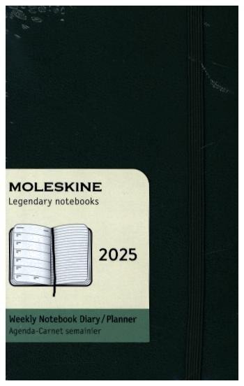 Moleskine 12 Monate Wochen Notizkalender 2025, Pocket/A6, 1 Wo = 1 Seite, rechts linierte Seite, Fester Einband, Myrtengrün