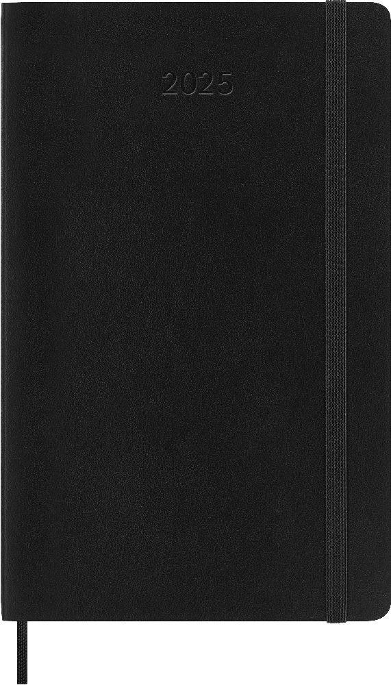 Moleskine 12 Monate Monats Notizkalender 2025, L/A5, 1 Mo = 2 Seiten, Linierte Seiten, Soft Cover, Schwarz