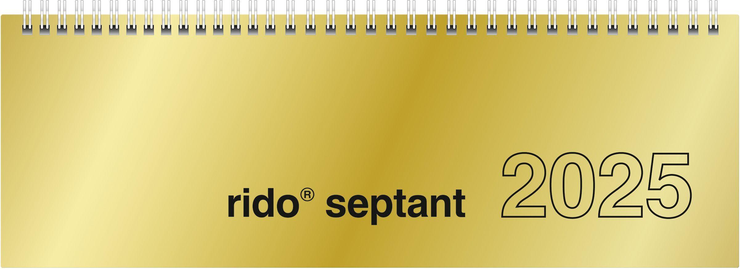 rido/idé 7036121915 Querterminbuch Modell septant (2025)| 2 Seiten = 1 Woche| 305 × 105 mm| 128 Seiten| Glanzkarton-Einband| goldfarben