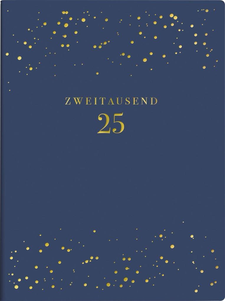 rido/idé 7013603025 Taschenkalender Young Line Mini (2025) "Starry Night"| 2 Seiten = 1 Woche| A6| 160 Seiten| Kunstleder-Einband| dunkelblau