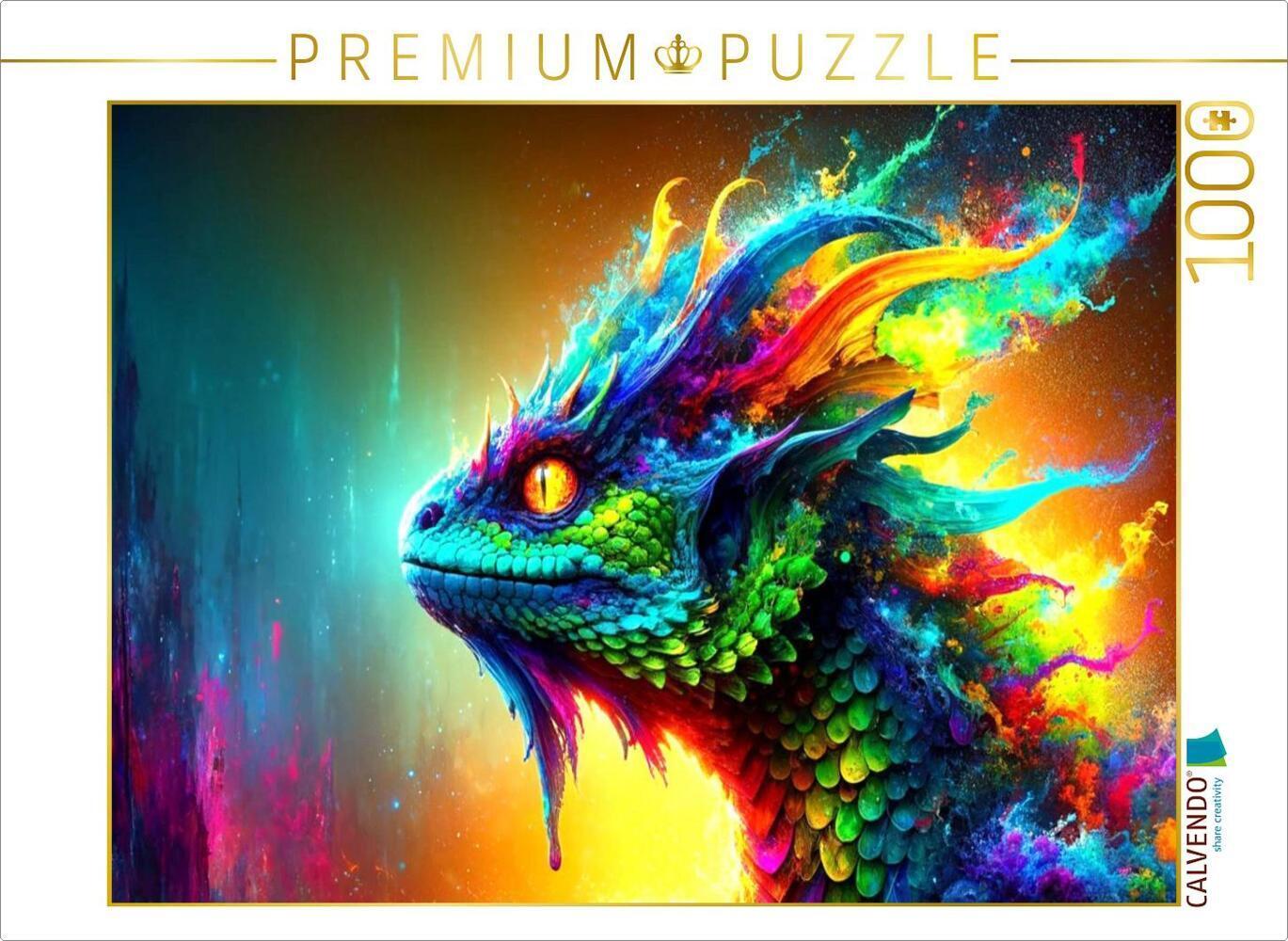 CALVENDO Puzzle Basilisk: Farbenvielfalt der Mythen | 1000 Teile Lege-Größe 64x48cm Foto-Puzzle für