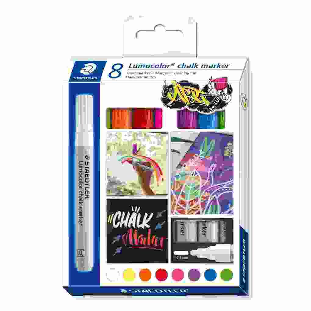 Mars Lumocolor Schreib- und Zeichbedarf Lumocolor chalk marker Kreide-Marker Rundspitze, 8er Set