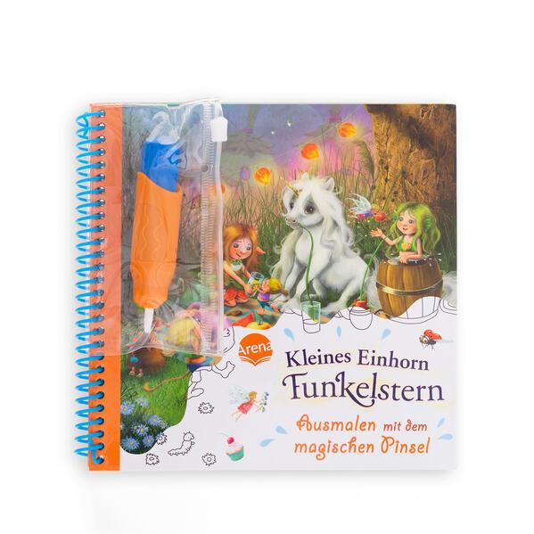 Ausmalen mit dem magischen Pinsel. Kleines Einhorn Funkelstern