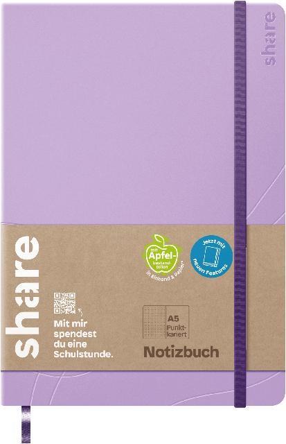 share Notizbuch A5 punktkariert lavendel