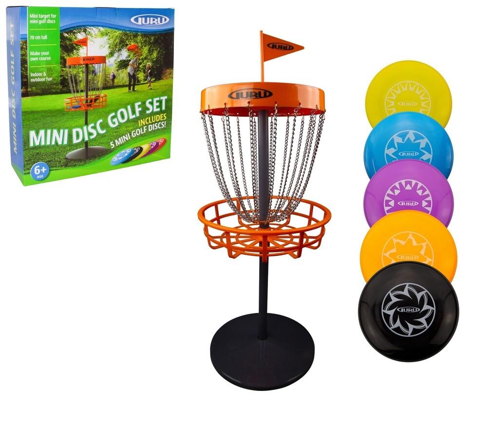 Schildkröt 970362 - Guru, Mini Disc Golf Set, Disc Golf Mini Basket Set, Frisbeegolf-Korb inkl. 5 Mini-Discs