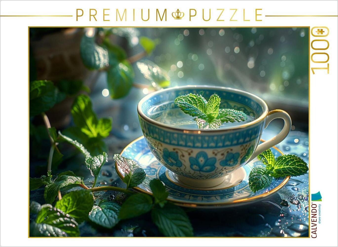 CALVENDO Puzzle Pfefferminztee in der Tasse | 1000 Teile Lege-Größe 64x48cm Foto-Puzzle für glücklic