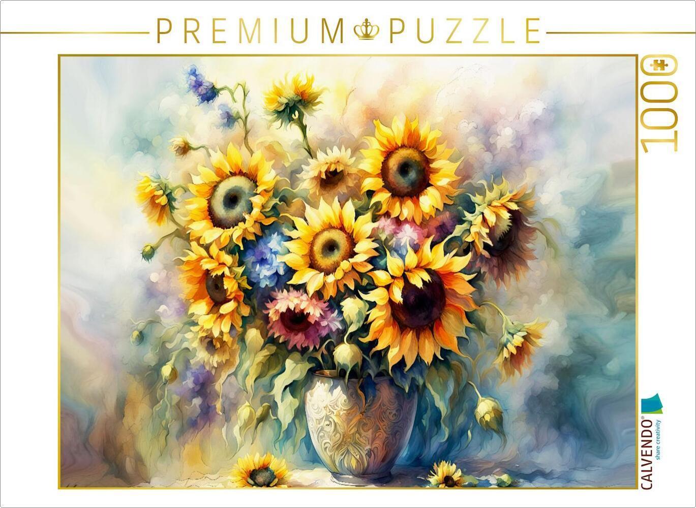 CALVENDO Puzzle Sonnenblumen | 1000 Teile Lege-Größe 64x48cm Foto-Puzzle für glückliche Stunden