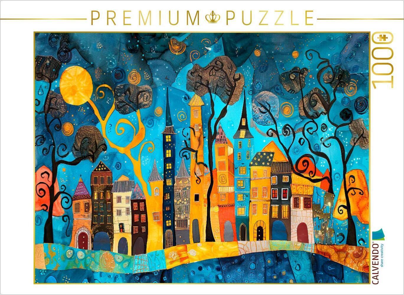 CALVENDO Puzzle Lichtermeer über Urbania | 1000 Teile Lege-Größe 64x48cm Foto-Puzzle für glückliche