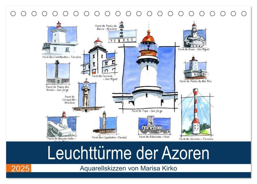 Leuchttürme der Azoren (Tischkalender 2025 DIN A5 quer), CALVENDO Monatskalender