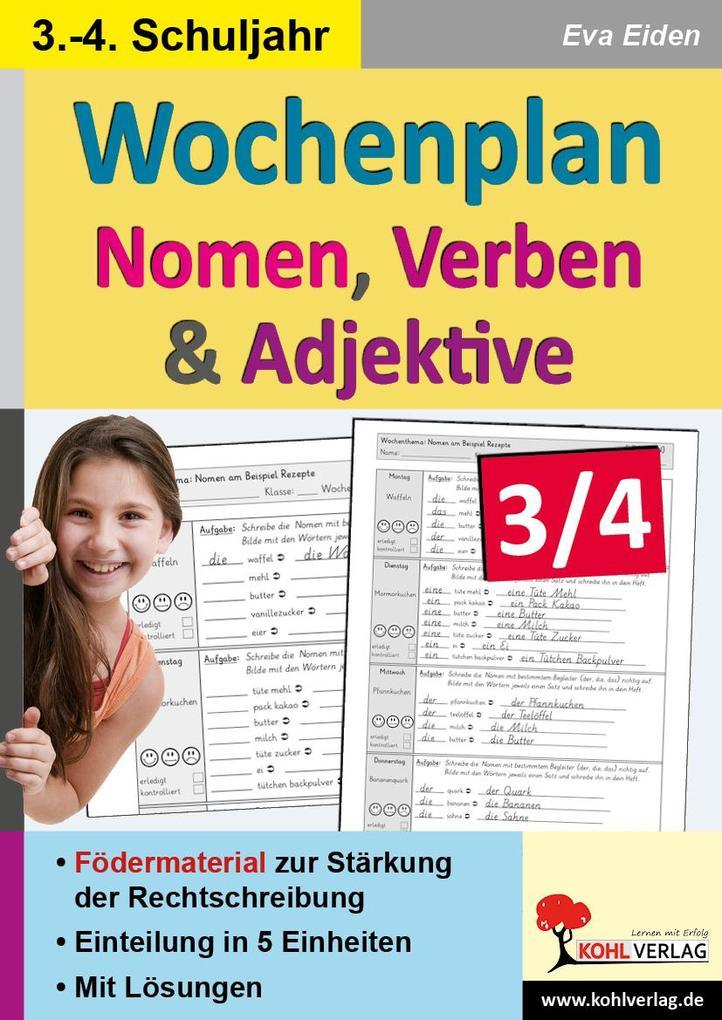 Wochenplan Nomen, Verben und Adjektive