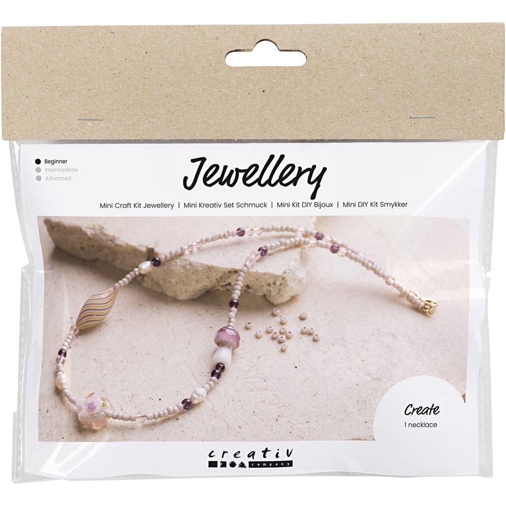 Creativ Company DIY Sets Beads Mini Kreativ Set Schmuck, Rosétöne, Markante Halskette, Kreativ Box