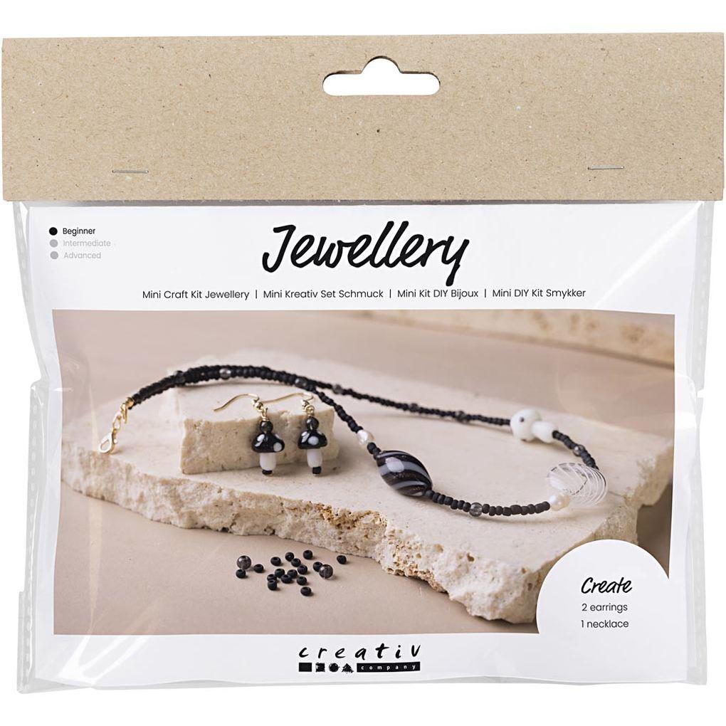 Creativ Company DIY Sets Beads Mini Kreativ Set Schmuck, Schwarztöne, Markante Halskette, Kreativ Box