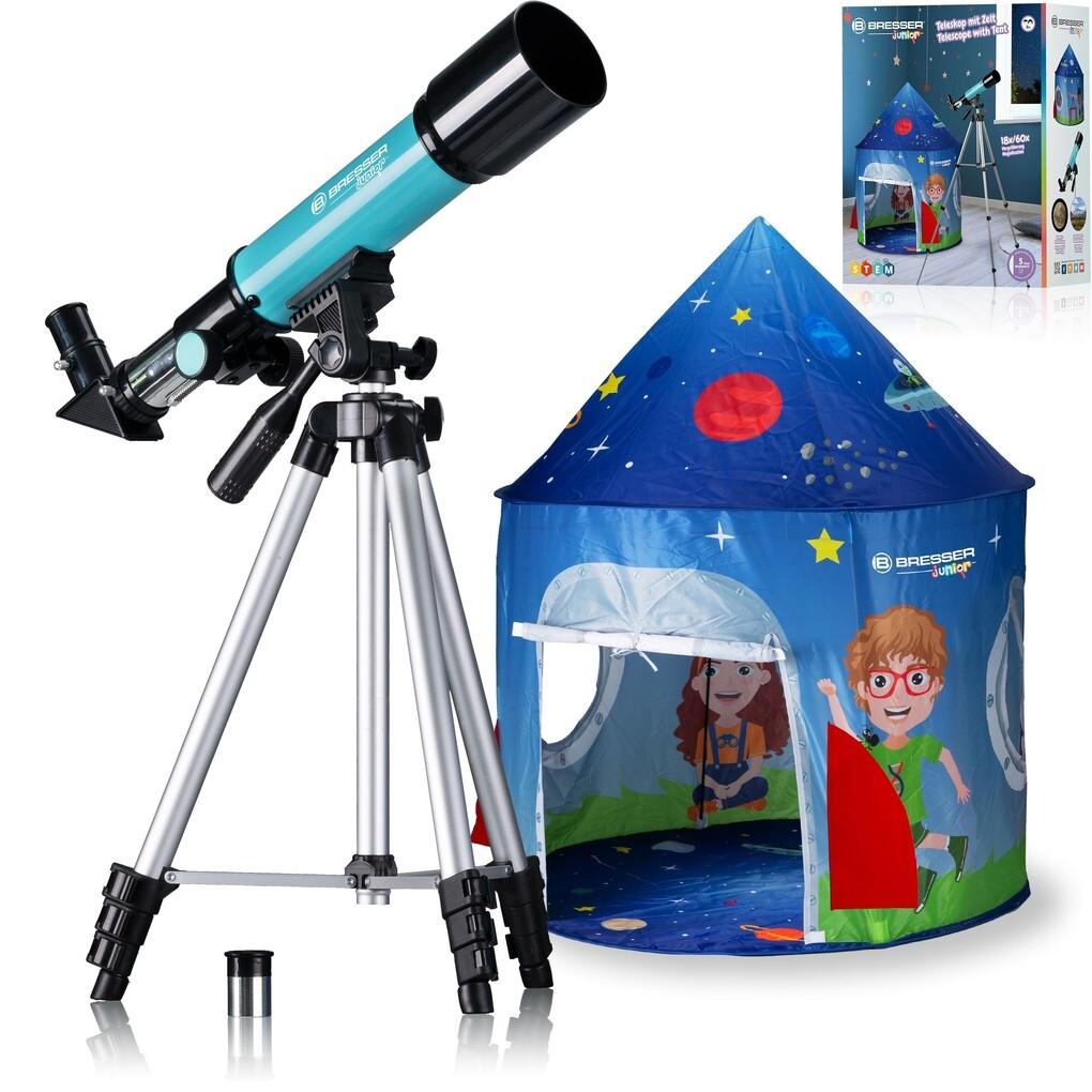 Bresser Junior 8850620 - Teleskop 50/360 mit Zelt, Kinderteleskop, Linsenteleskop, STEM