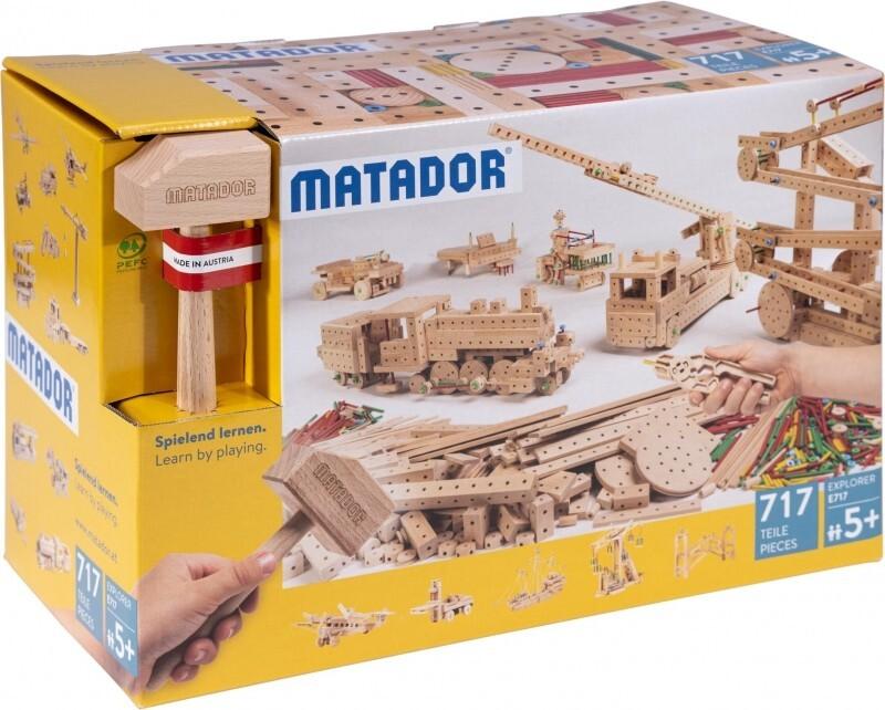 MATADOR 11717 - Explorer E717, Baukasten, Holz, 717 Teile, Konstruktionsbaukasten, ab 5 Jahren, Spielend lernen!