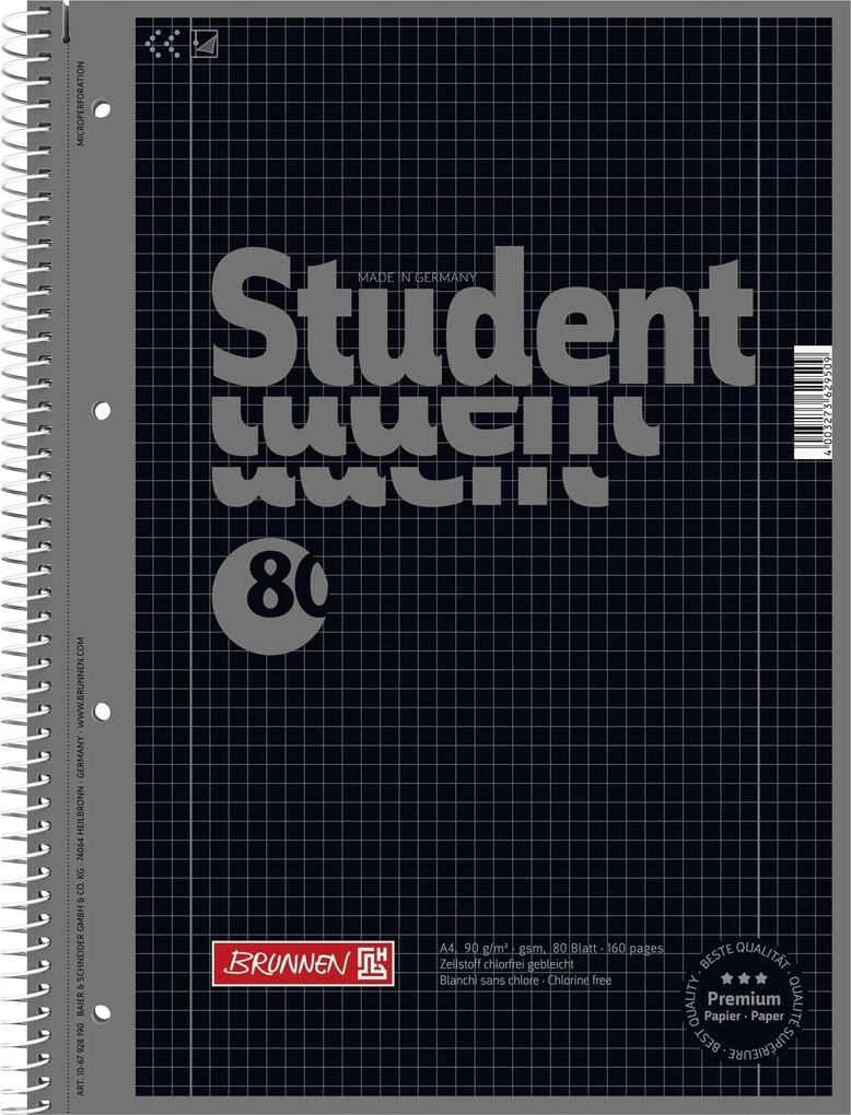 Brunnen Collegeblock Premium Student A4 kariert Lineatur 28 onyx, 5er Set