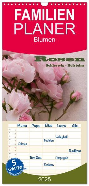 Familienplaner 2025 - Rosen Schleswig-Holsteins mit 5 Spalten (Wandkalender, 21 x 45 cm) CALVENDO