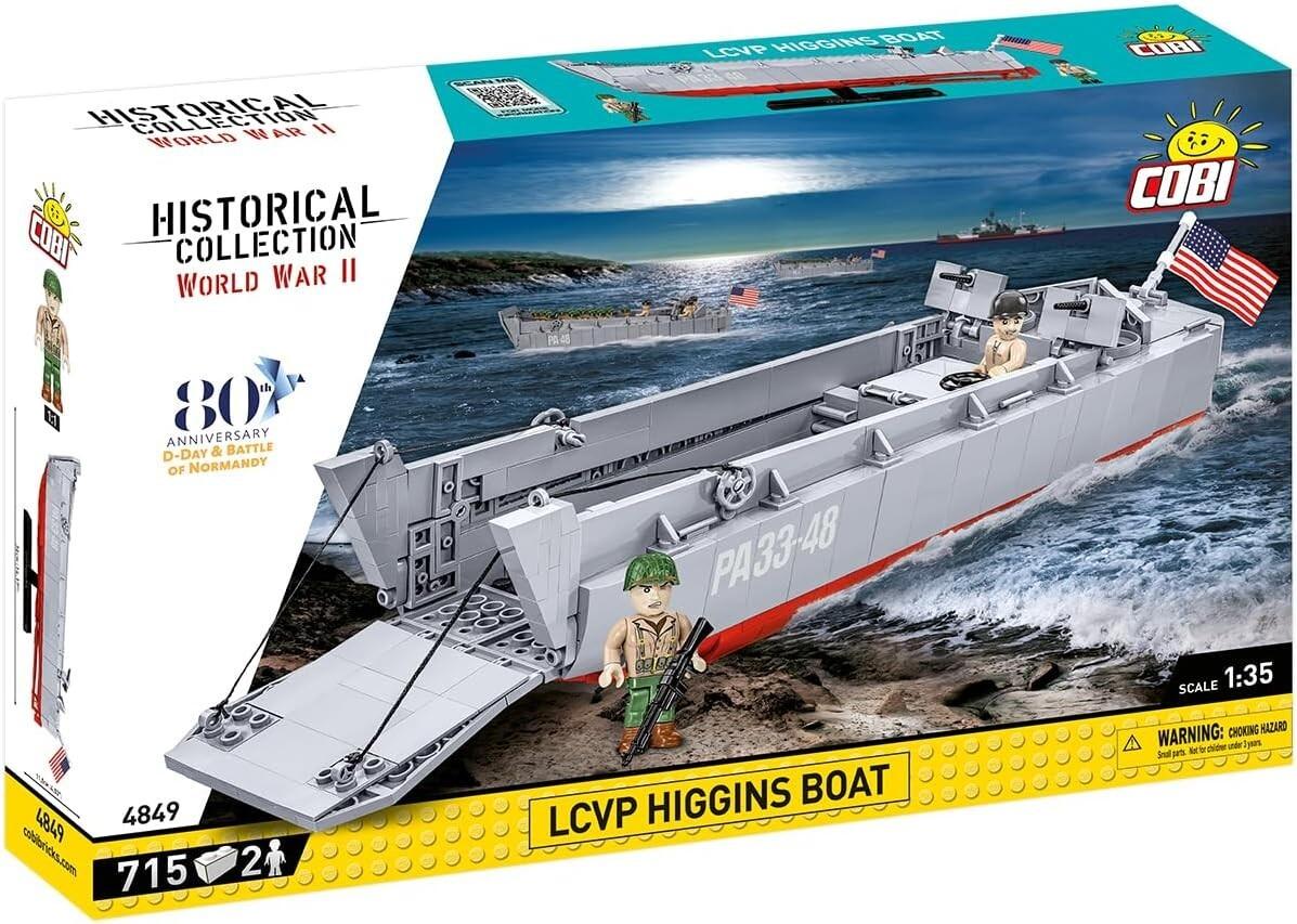 COBI Historical Collection 4849 - LCVP Higgins Boat, WWII, D-Day-Jubiläumsset, 1:35 Bausatz, 715 Klemmbausteine/2Figuren