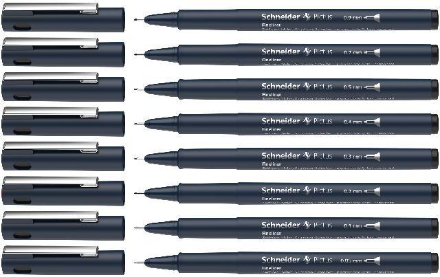 Schneider Fineliner Pictus Strichstärken 0,05 - 0,9 mm, 8er Set