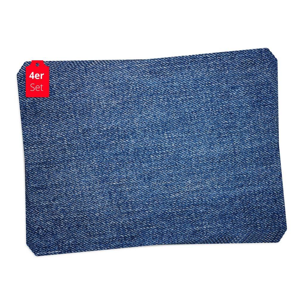 Tischsetmacher Tischsets Blauer Jeans Stoff, aus hochwertigem Vinyl (4 Stück), 44 x 32 cm