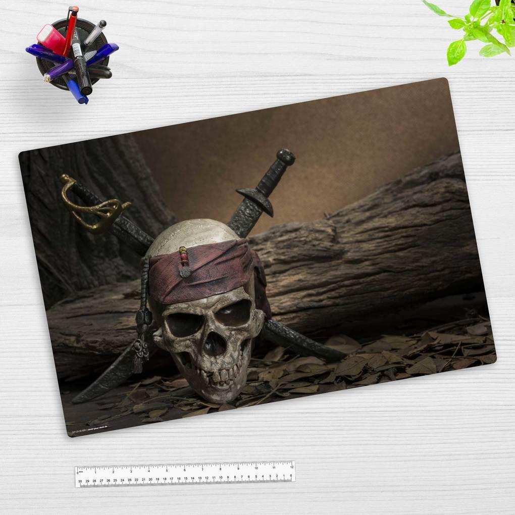 Cover-your-desk Schreibtischunterlage für Kinder Totenkopf mit Piratensäbel - Jolly Roger, aus hochwertigem Vinyl , 60 x 40 cm