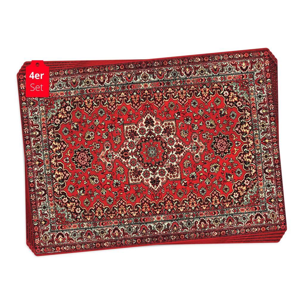 Tischsetmacher Tischsets Orientalischer Teppich in rot, aus hochwertigem Vinyl (4 Stück), 44 x 32 cm