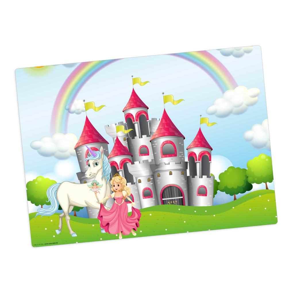 Tischsetmacher Tischset für Kinder Märchenschloss mit Einhorn und Prinzessin, aus hochwertigem Vinyl , 44 x 32 cm