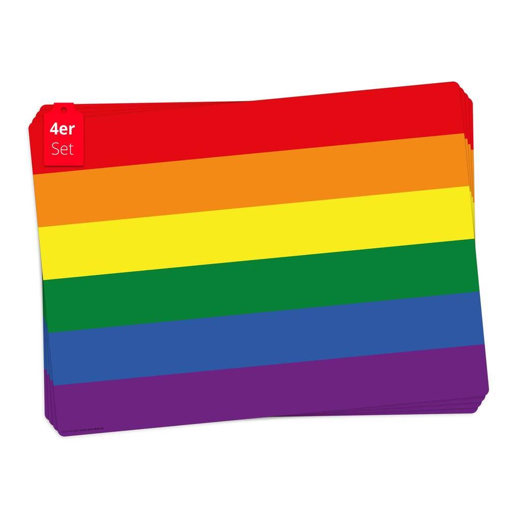 Tischsetmacher Tischsets Flagge Regenbogen, aus hochwertigem Vinyl (4 Stück), 44 x 32 cm