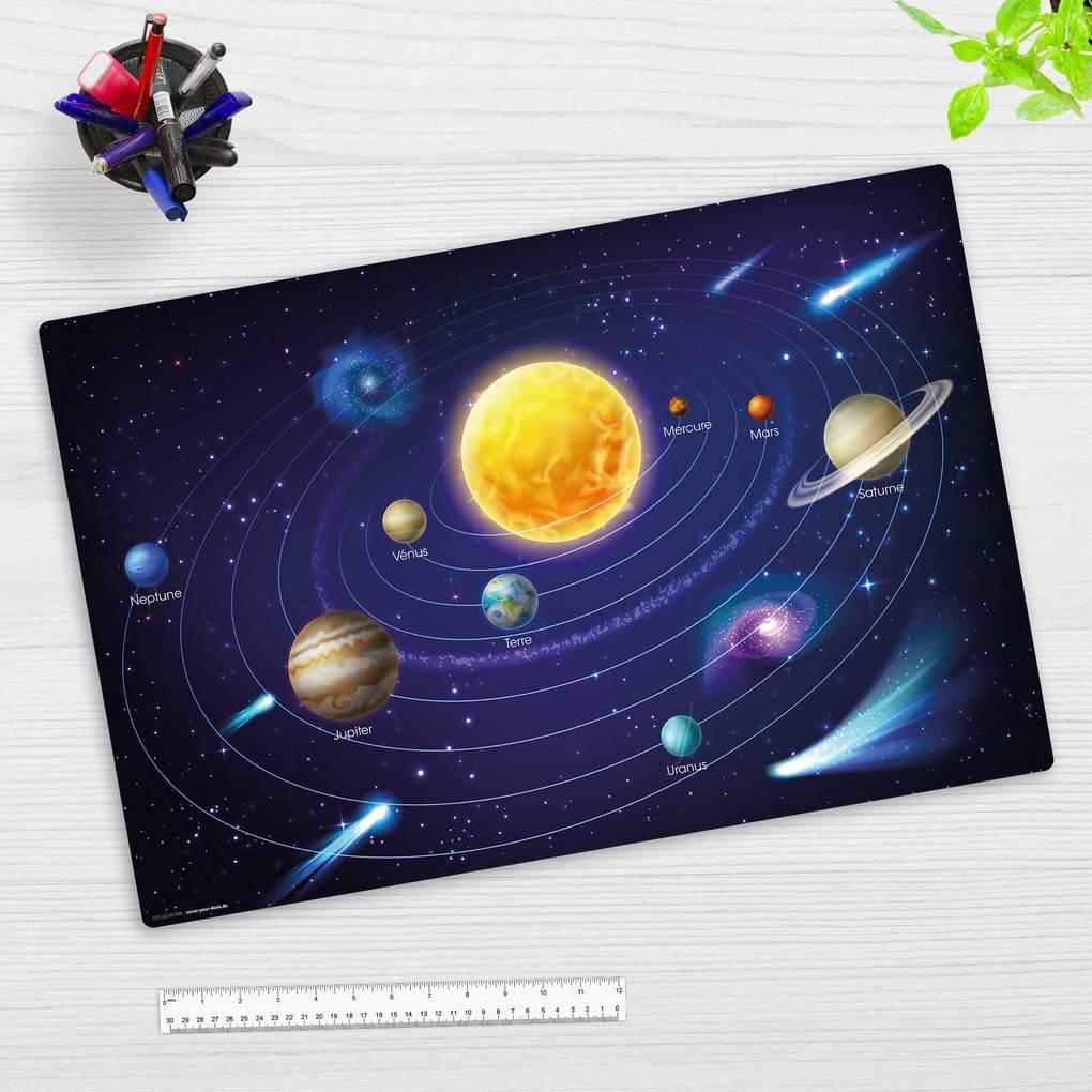 Cover-your-desk Schreibtischunterlage für Kinder Unser Sonnensystem 2 französisch, aus hochwertigem Vinyl , 60 x 40 cm