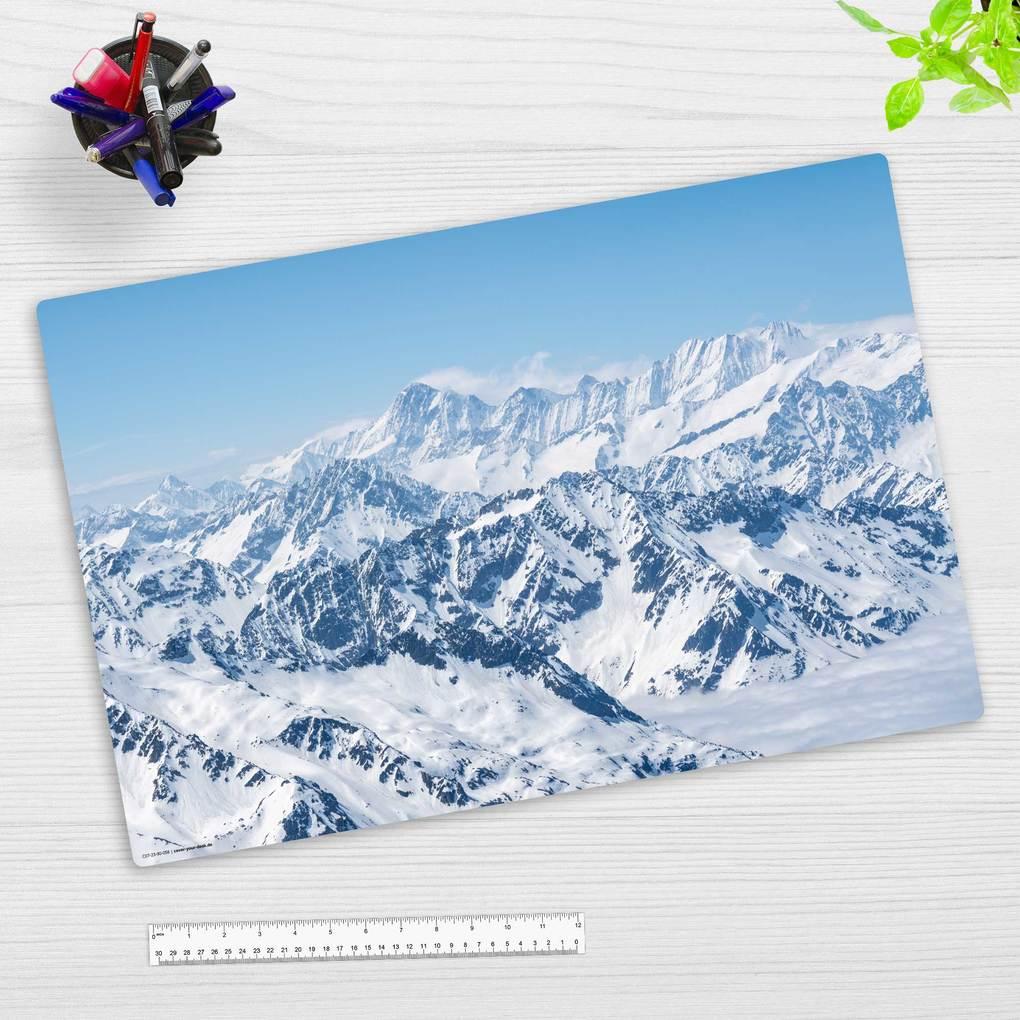 Cover-your-desk Schreibtischunterlage für Kinder Gebirgspanorama im Winter, aus hochwertigem Vinyl , 60 x 40 cm