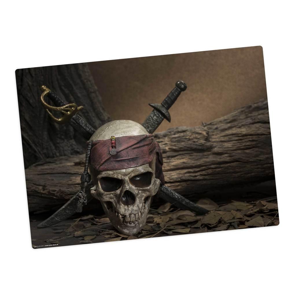 Tischsetmacher Tischset für Kinder Totenkopf mit Piratensäbel - Jolly Roger, aus hochwertigem Vinyl , 44 x 32 cm