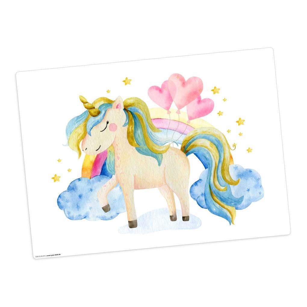 Tischsetmacher Tischset für Kinder Einhorn in den Wolken, aus hochwertigem Vinyl , 44 x 32 cm