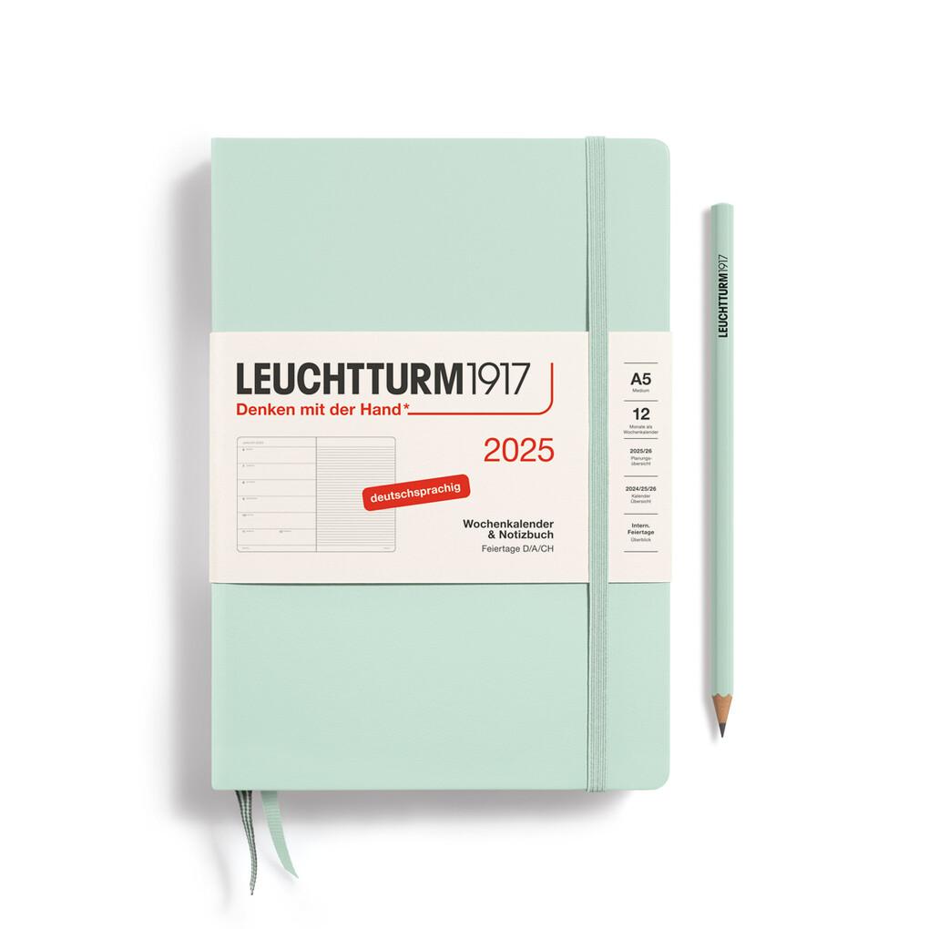 Wochenkalender + Notizbuch Medium (A5) 2025, Mint Green, Deutsch
