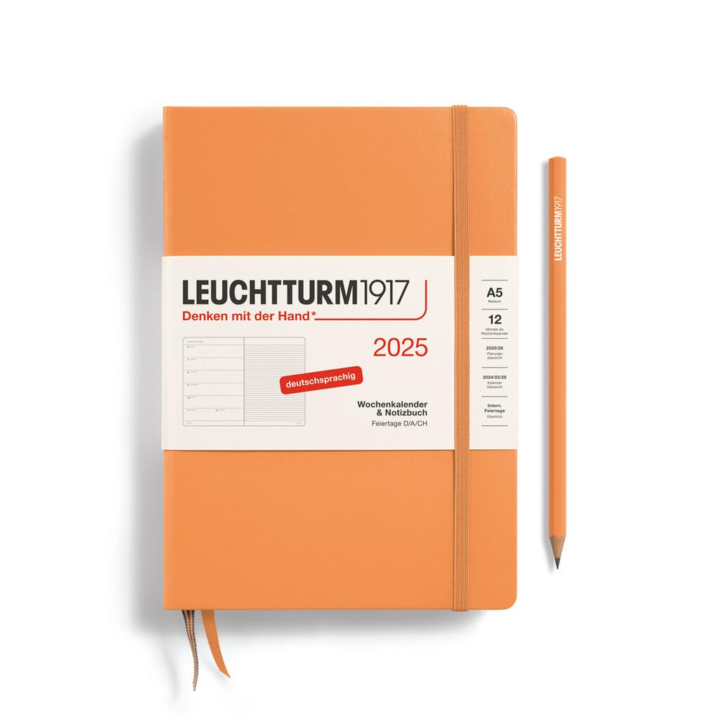 Wochenkalender + Notizbuch Medium (A5) 2025, Apricot, Deutsch