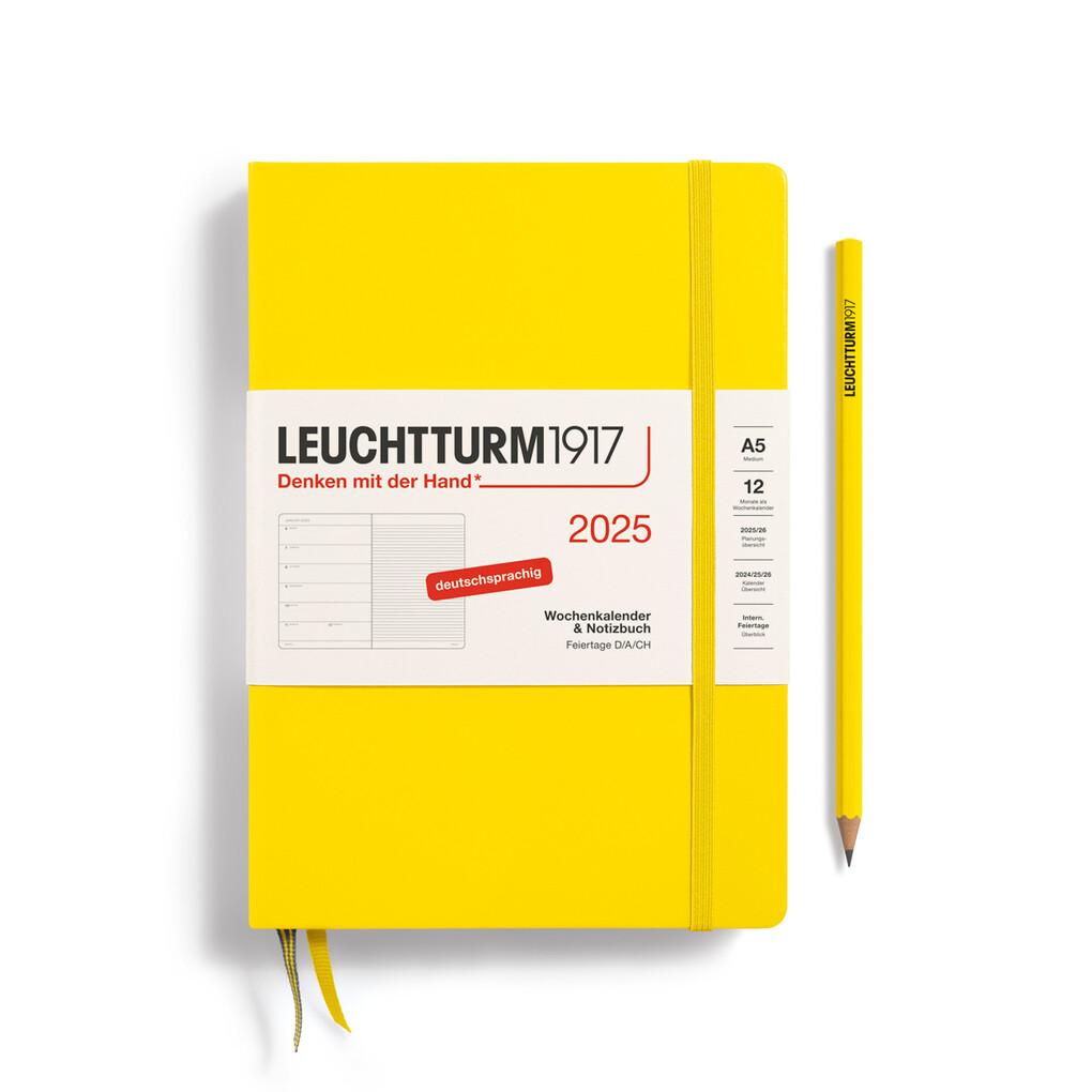 Wochenkalender + Notizbuch Medium (A5) 2025, Zitrone, Deutsch