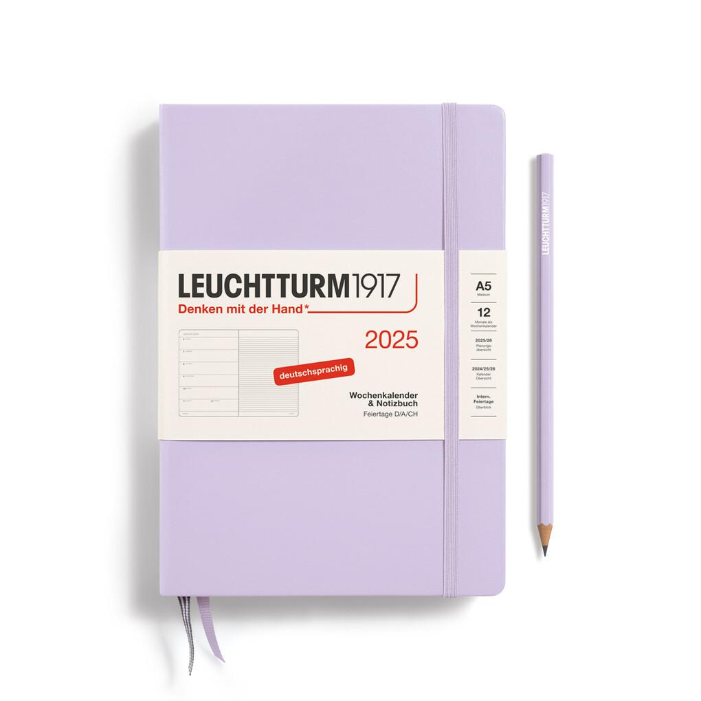 Wochenkalender + Notizbuch Medium (A5) 2025, Lilac, Deutsch
