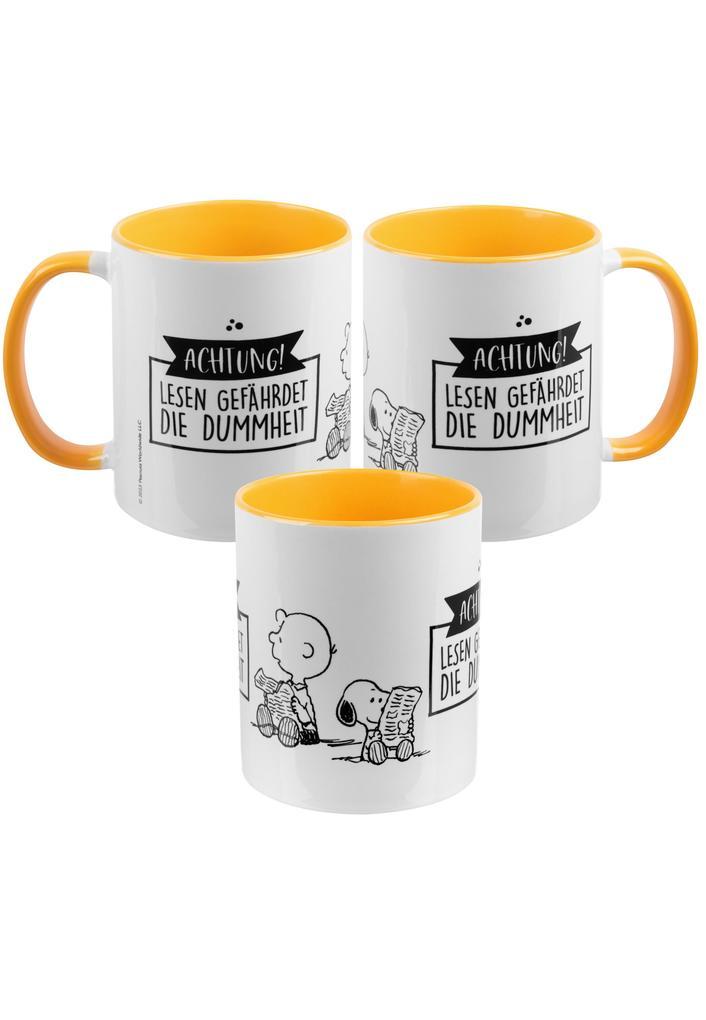 mug - Lesen gefährdet -inner yellow