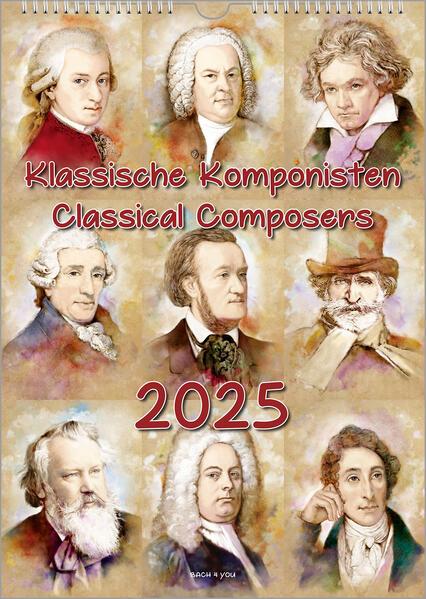 Komponisten-Kalender, ein Musik-Kalender 2025, DIN A3