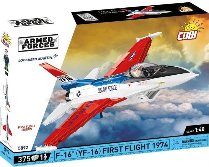 COBI Armed Forces 5892 - F-16 (YF-16) First Flight 1974, Kampf- und Angriffsflugzeug, Bausatz 1:48, 375 Klemmbausteine