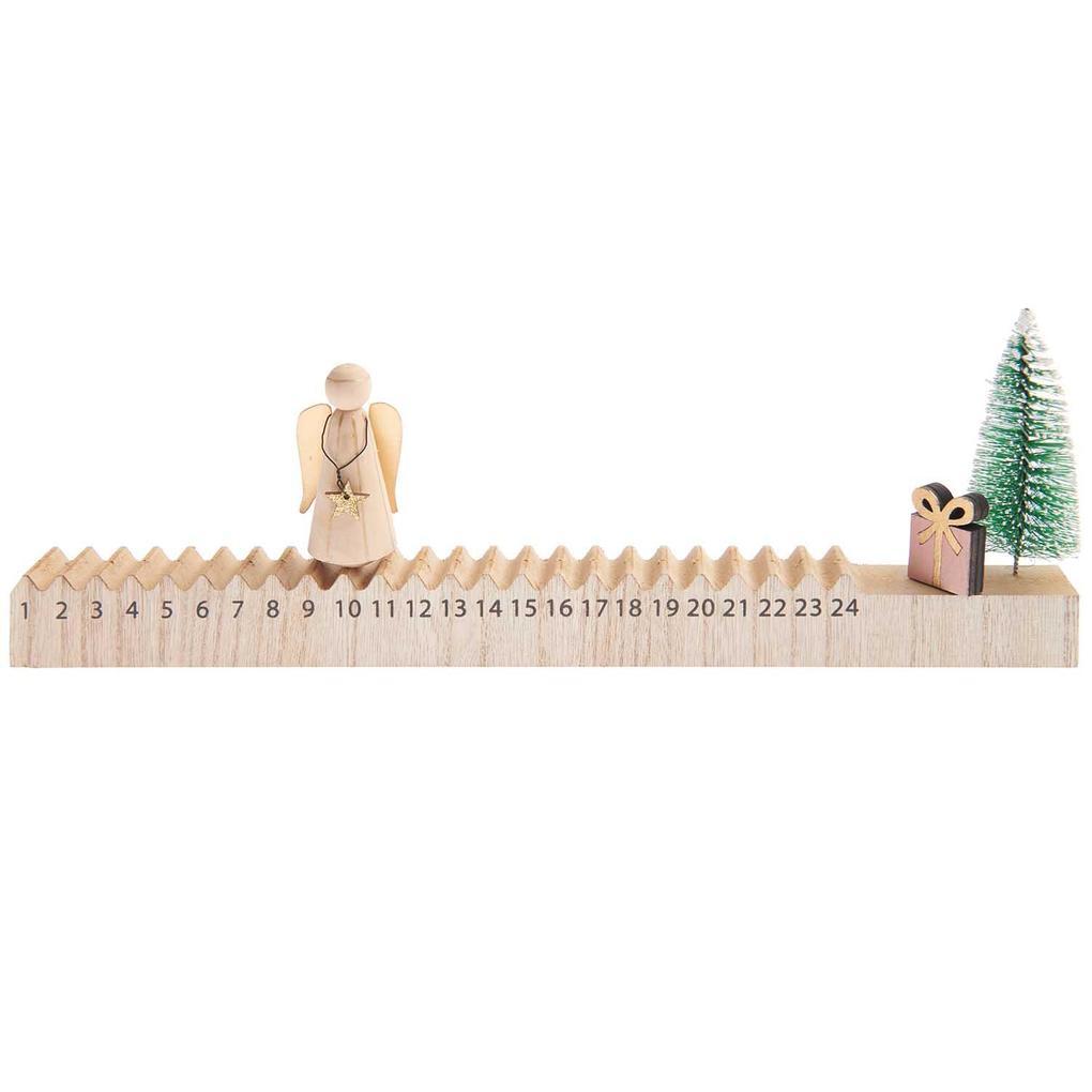 Schiebe-Adventskalender Engel Holz 35x2,5x10,5cm FSC 100%