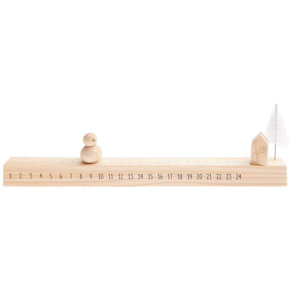 Schiebe-Adventskalender Schneemann Holz 36x11,5x3cm FSC 100%