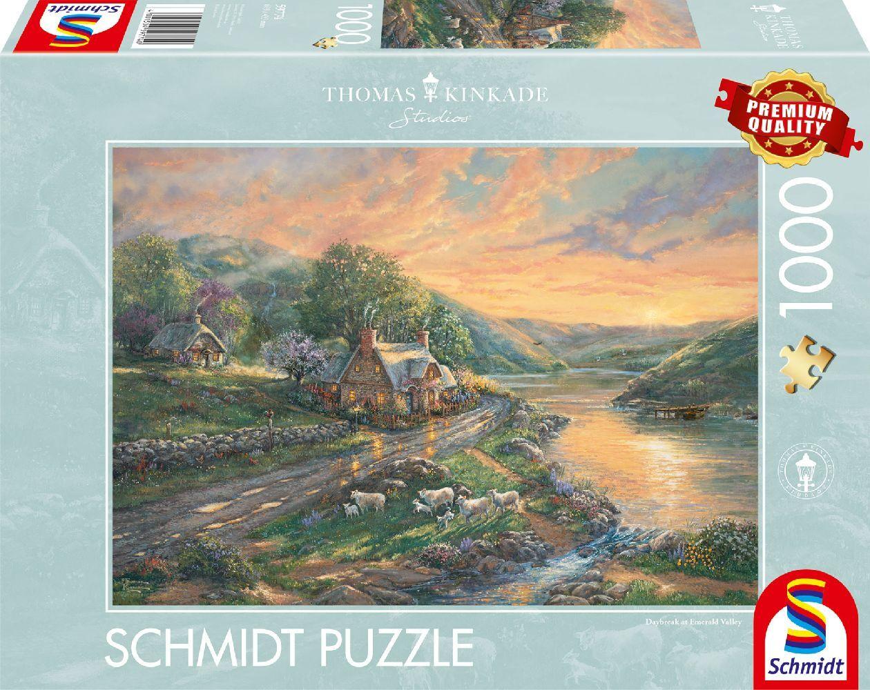 Schmidt Spiele 59774 - Tagesanbruch im Emerald Valley, Puzzle Thomas Kinkade 1.000 Teile