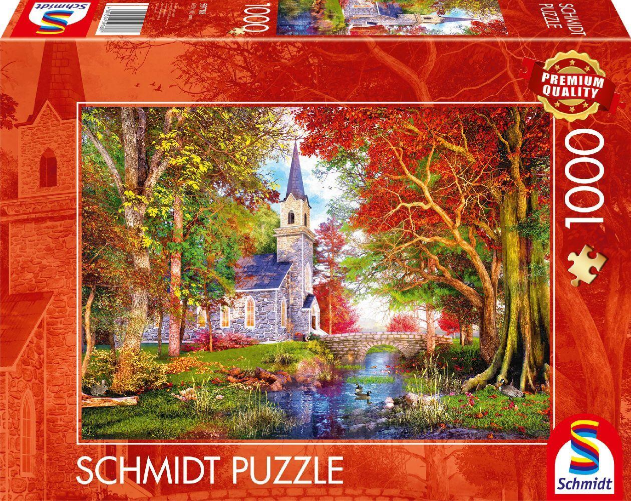 Schmidt Spiele 59788 - Kapelle im Herbstzauber, Puzzle Standard 1.000 Teile