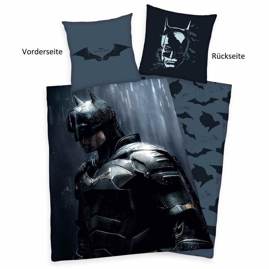 Batman 4458208050 - Bettwäsche, 80x80 cm + 135x200 cm, 100% Baumwolle